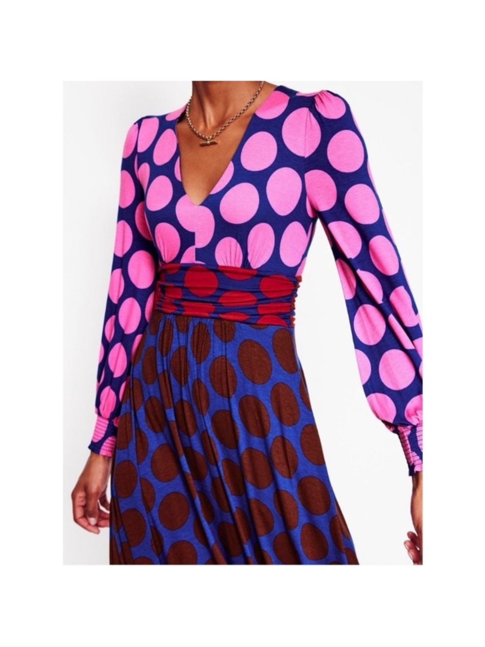 Boden Pink and Purple Polka Dot Maxi Dress - Picture 2 of 9
